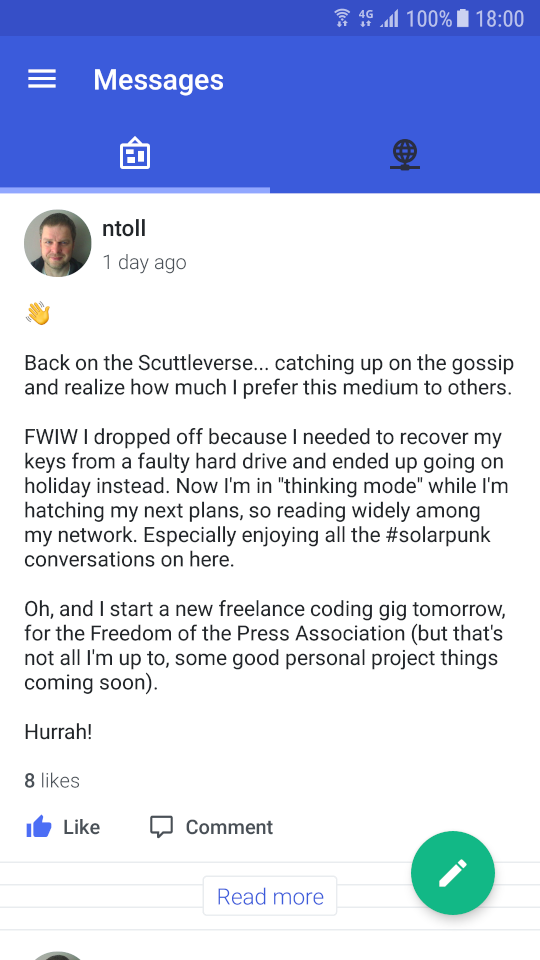 Screenshot of the Manyverse app